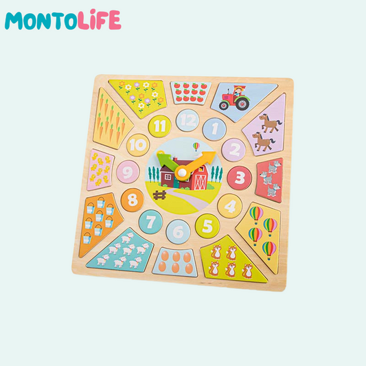 Wooden Clock Puzzle – Educational Time Learning Toy