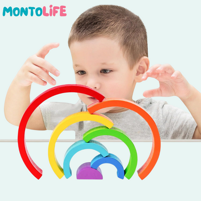 Stacking Rainbow – Montessori-Inspired Wooden Toy