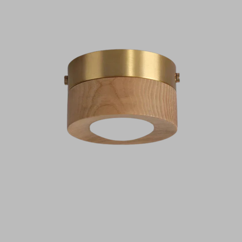 Walnut LED Ceiling Light – Modern Spotlight with Elegant Gold Accents