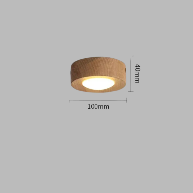 Walnut LED Ceiling Light – Modern Spotlight with Elegant Gold Accents