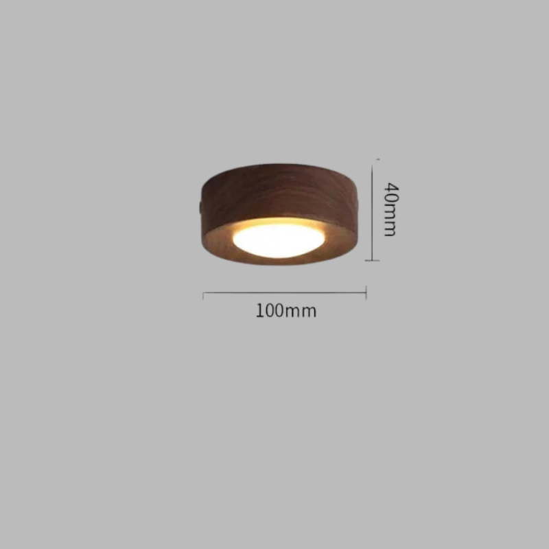 Walnut LED Ceiling Light – Modern Spotlight with Elegant Gold Accents