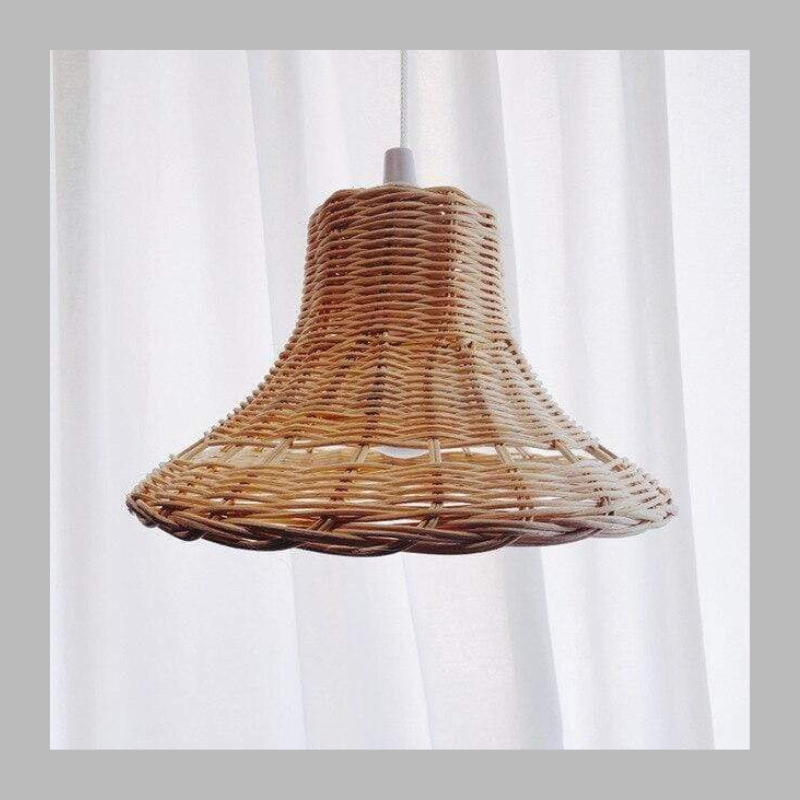 Handwoven Rattan Ceiling Lampshade – Natural Wicker Pendant Light