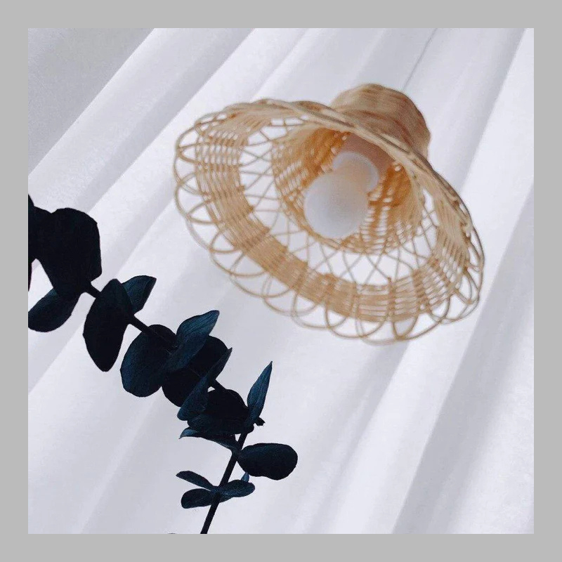Handwoven Rattan Ceiling Lampshade – Natural Wicker Pendant Light