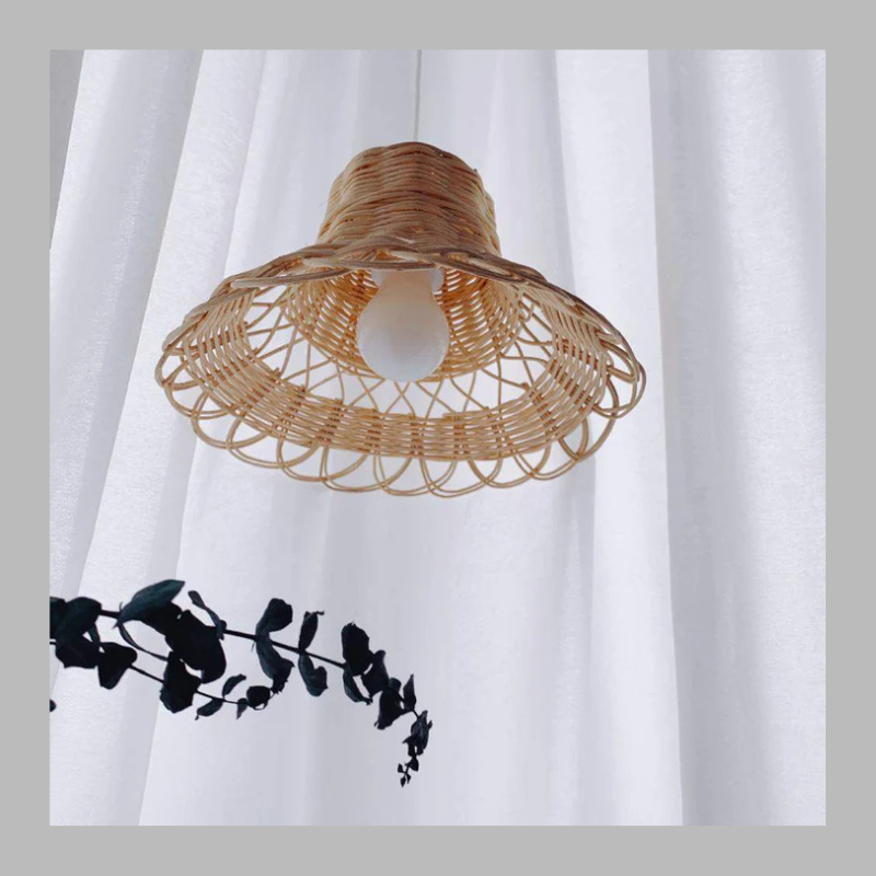 Handwoven Rattan Ceiling Lampshade – Natural Wicker Pendant Light