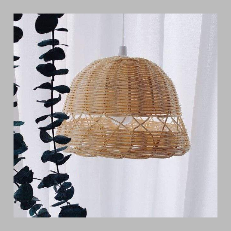 Handwoven Rattan Ceiling Lampshade – Natural Wicker Pendant Light