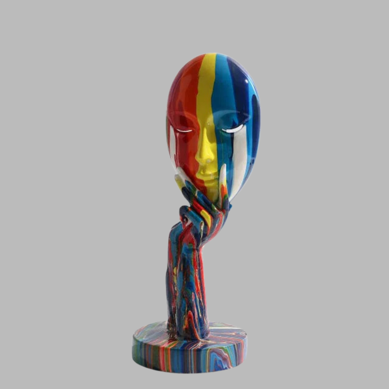 Modern Colorful Woman Face Sculpture – Artistic Mask Decoration
